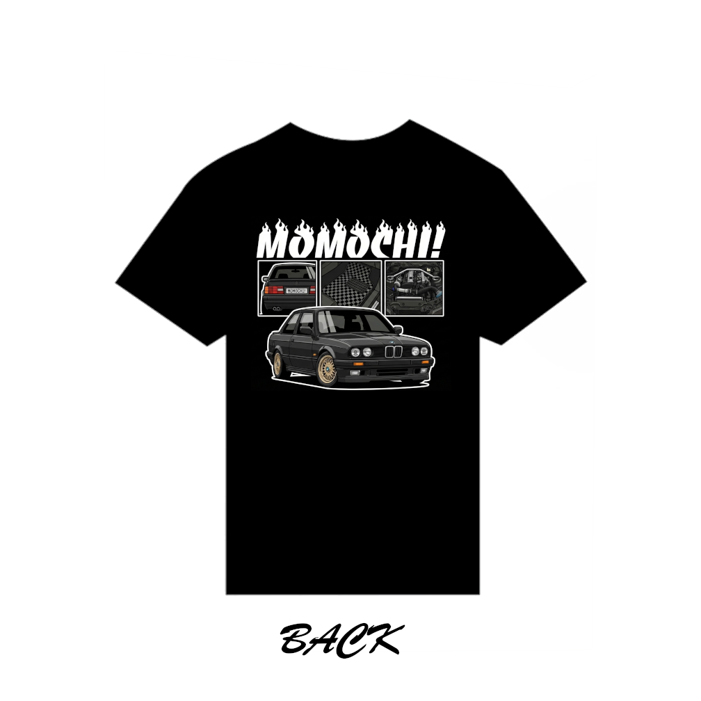 e30 bmw momo spec tee and hoodie