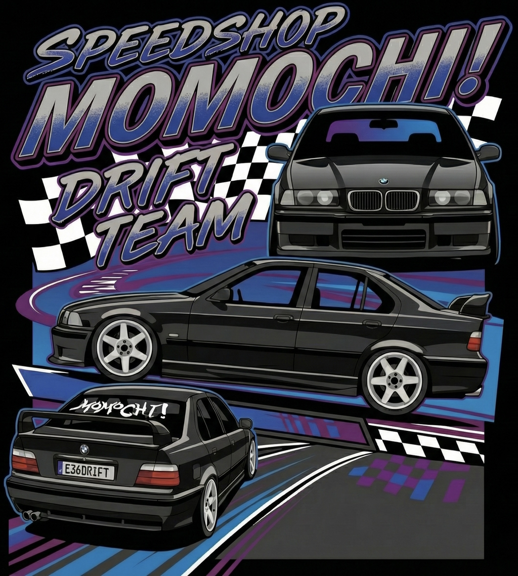 bmw e36 drift team tee and hoodie