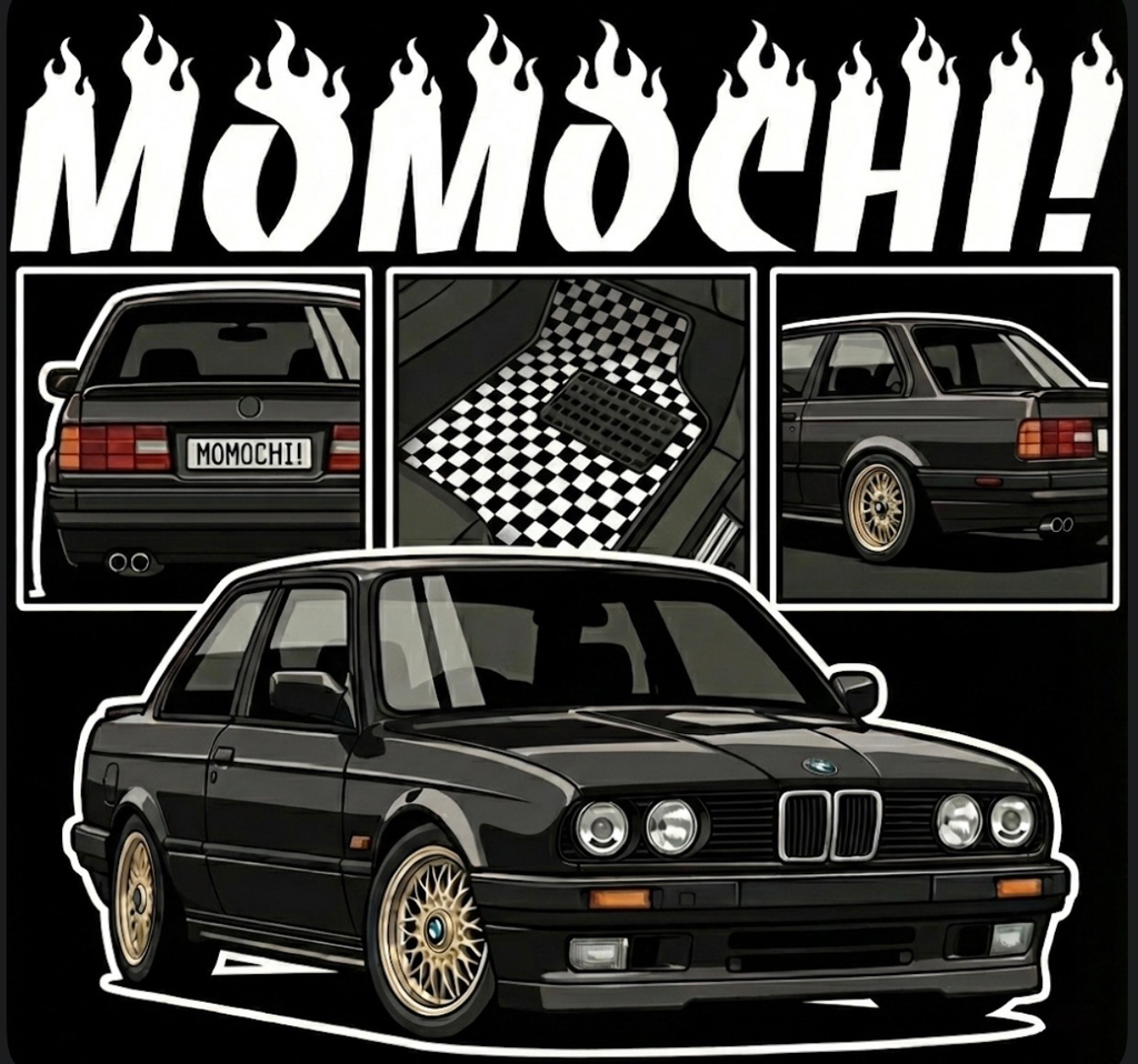 e30 bmw momo spec tee and hoodie