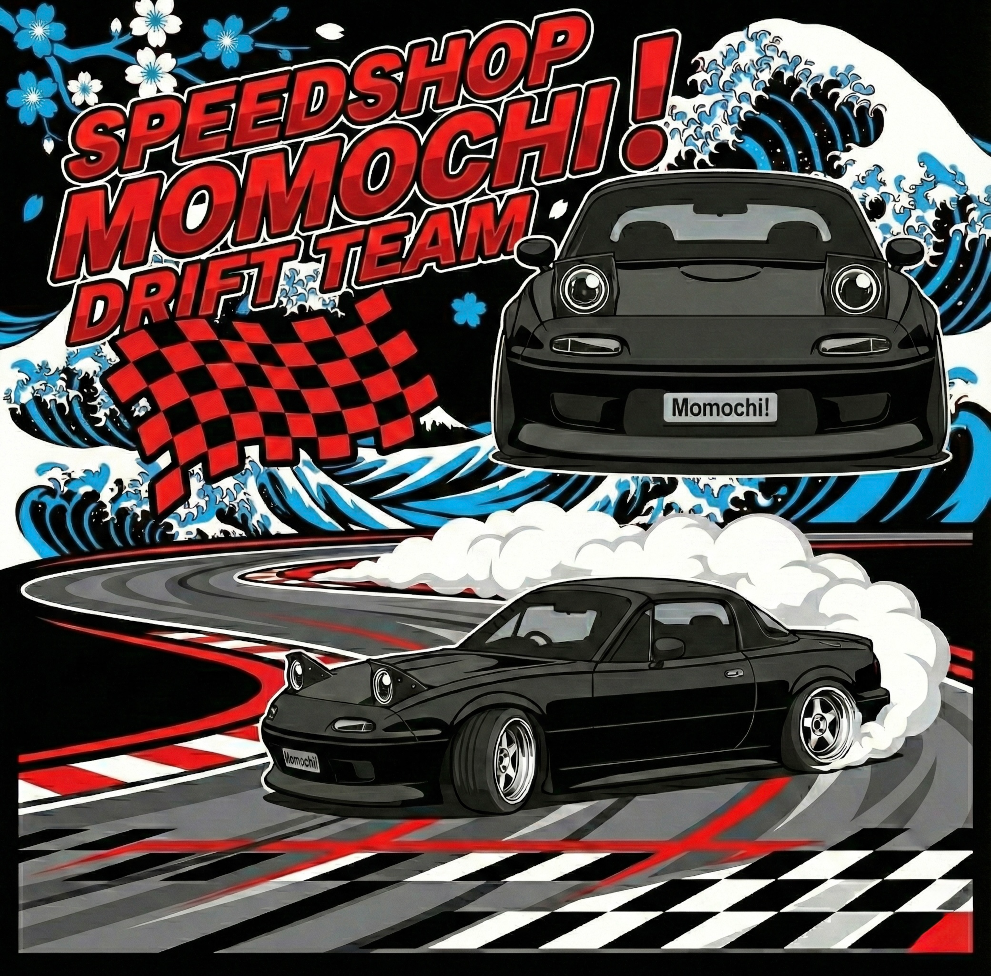mazda miata na momochi drift team tee and hoodie