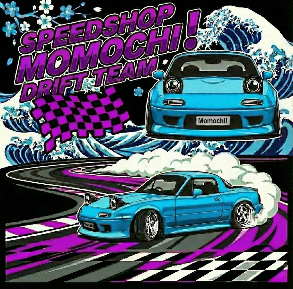 mazda miata na momochi drift team tee and hoodie