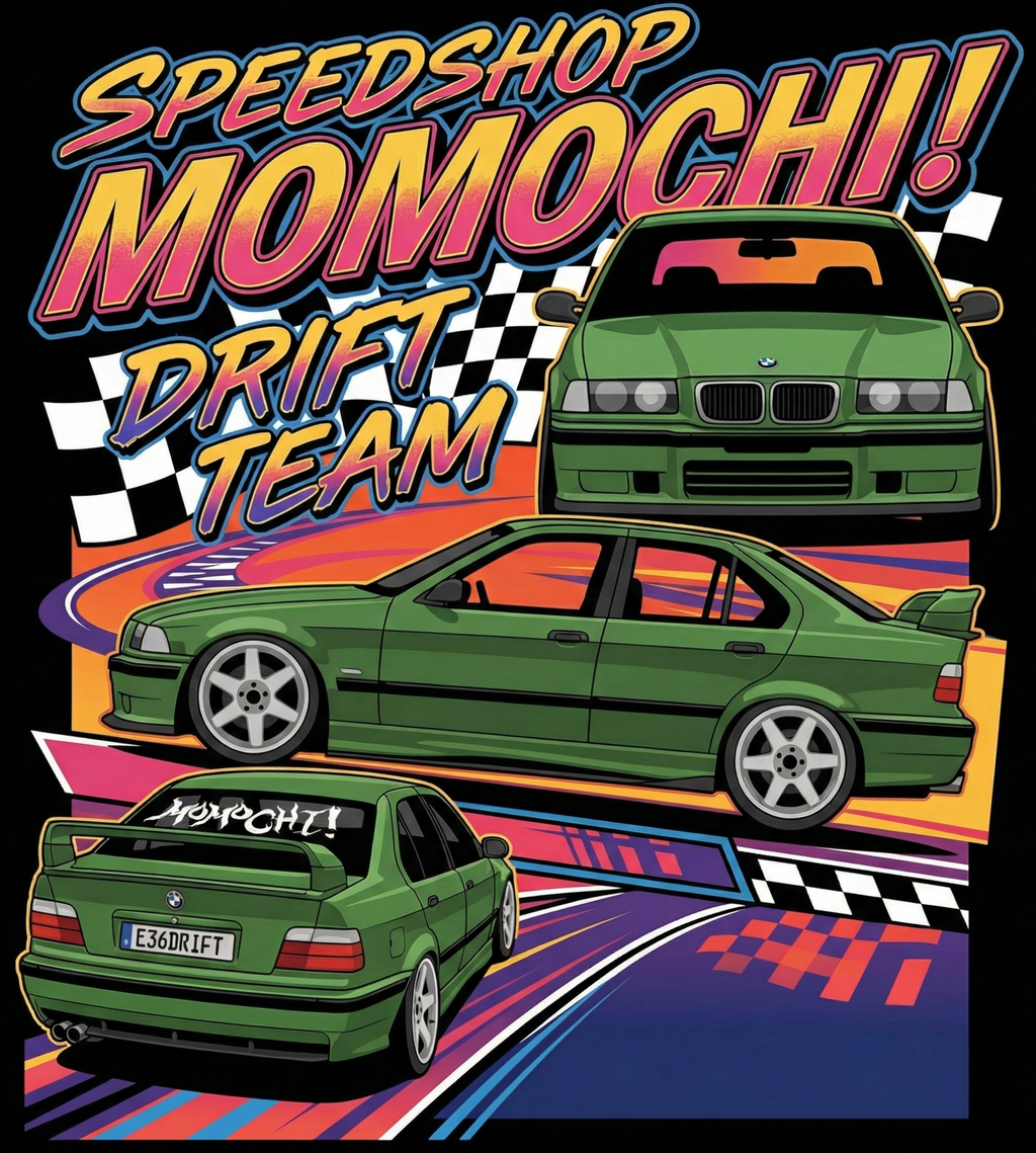 bmw e36 drift team tee and hoodie