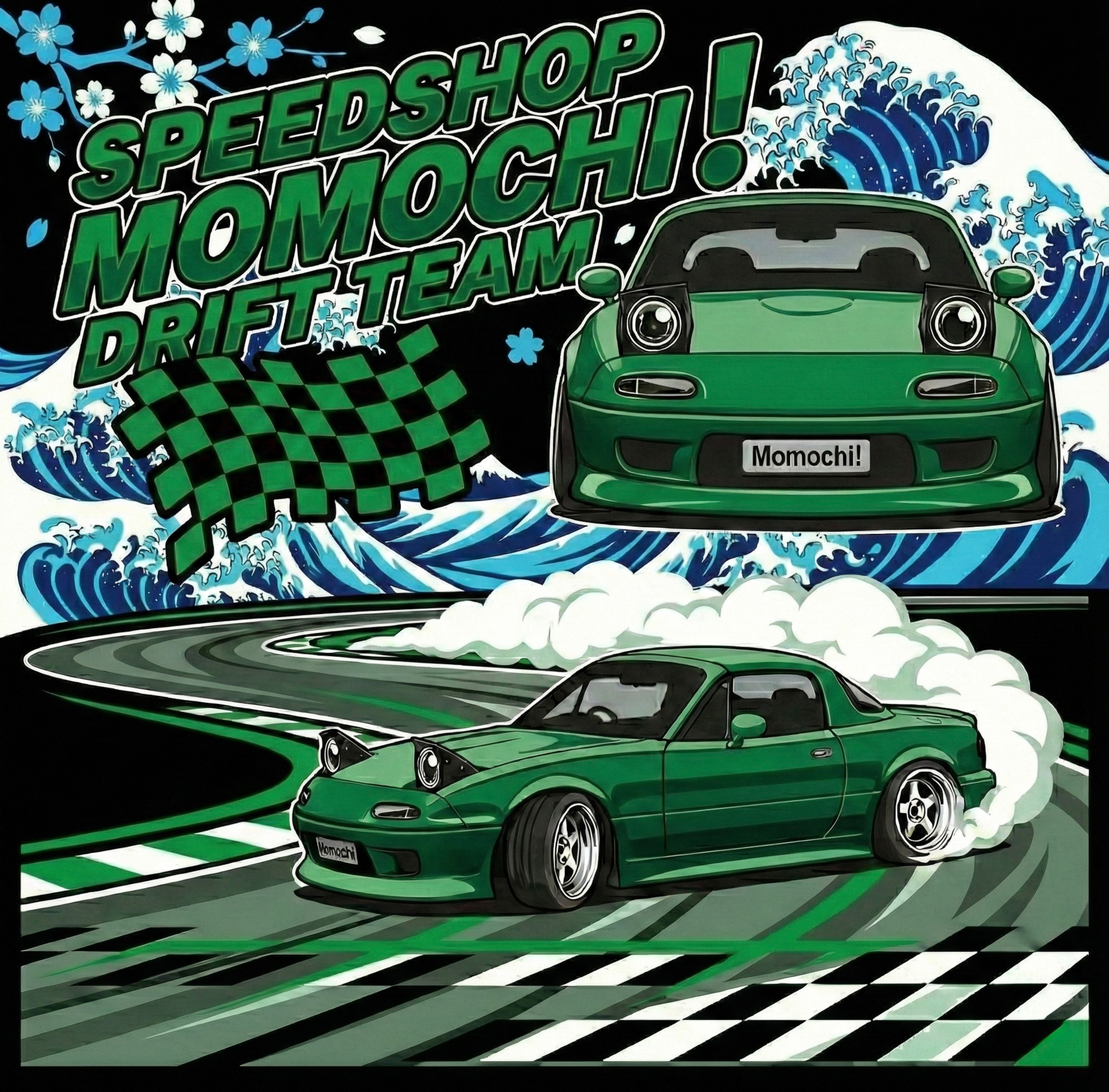 mazda miata na momochi drift team tee and hoodie