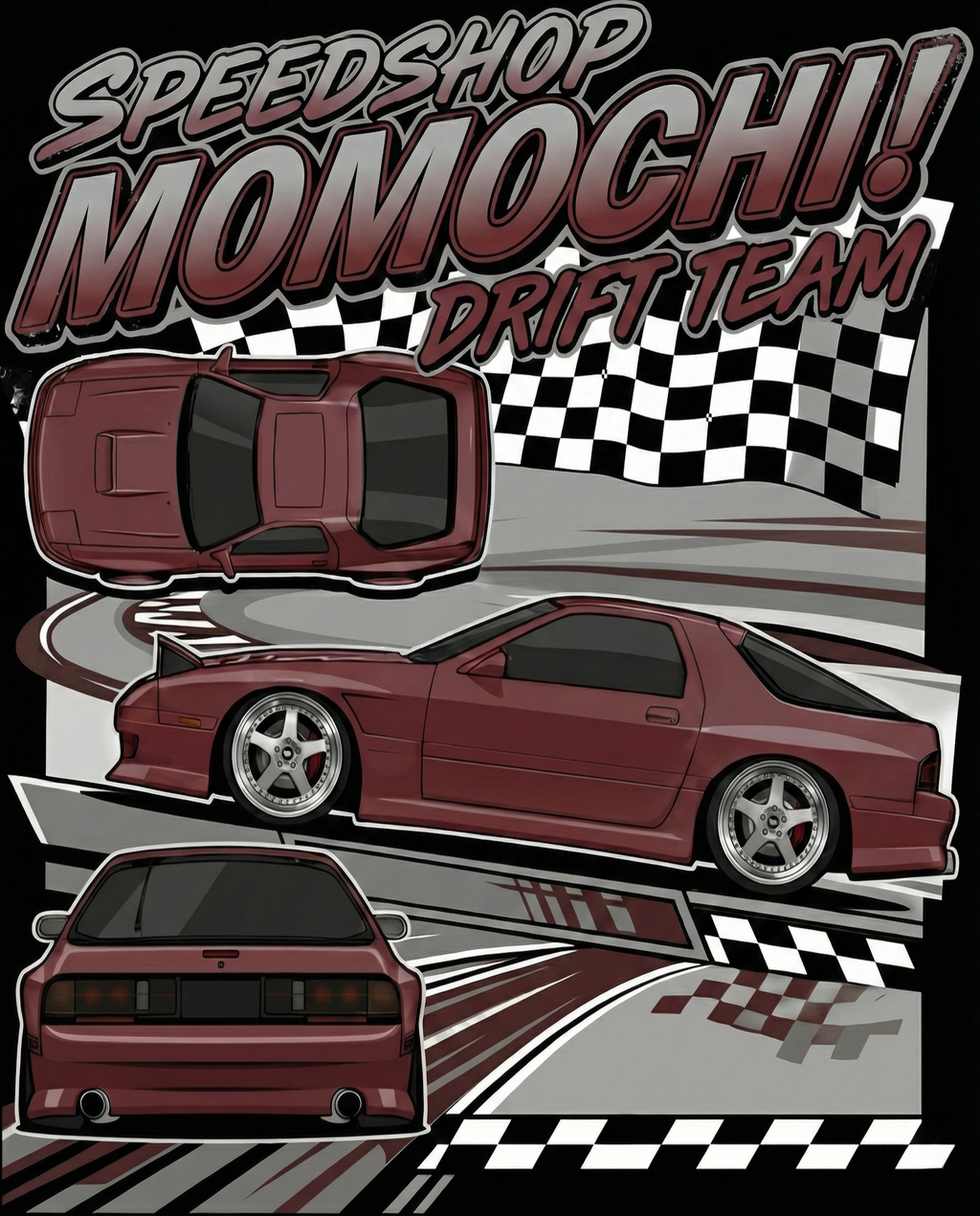 Mazda rx7 fc drift team hoodie and tee