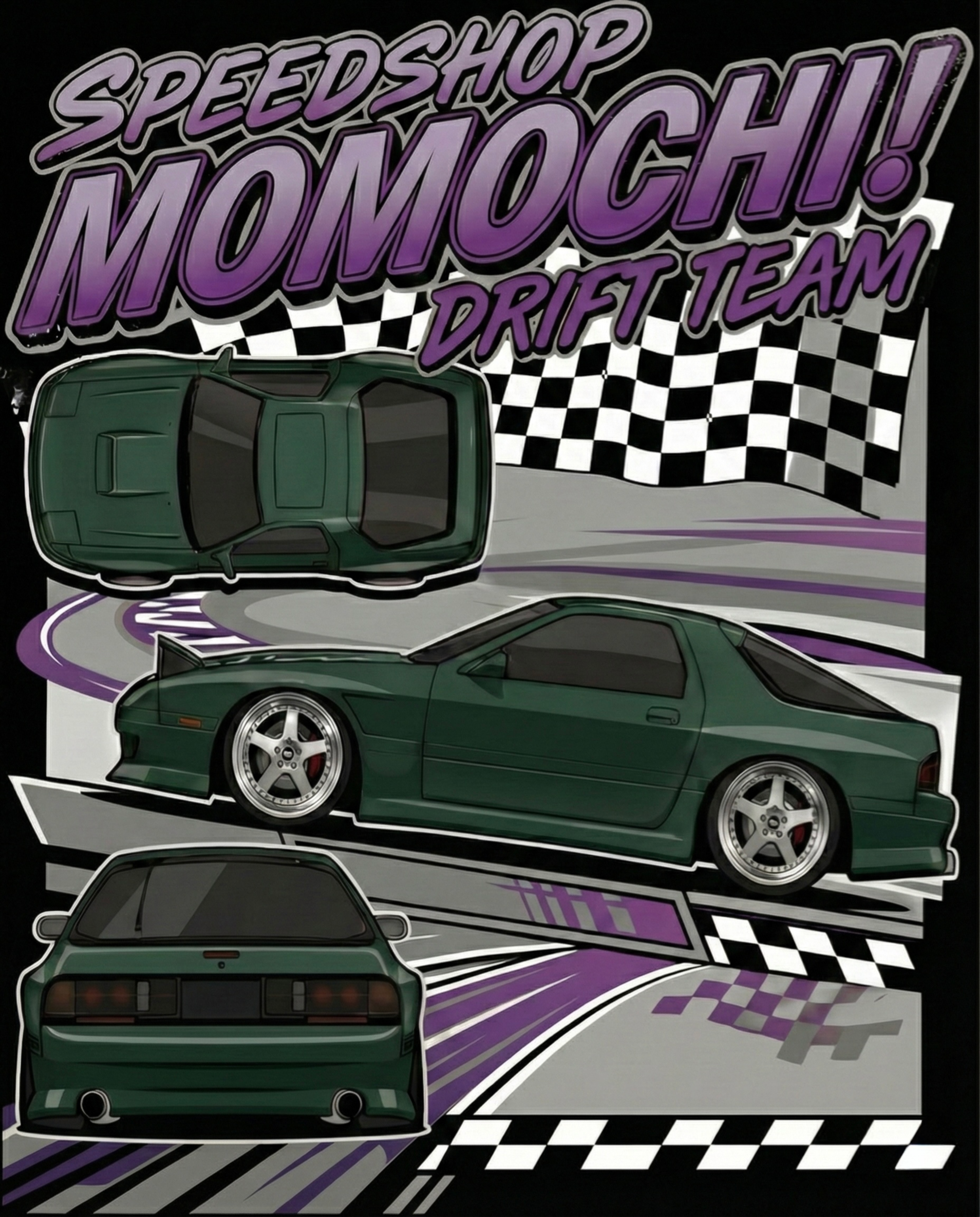 Mazda rx7 fc drift team hoodie and tee