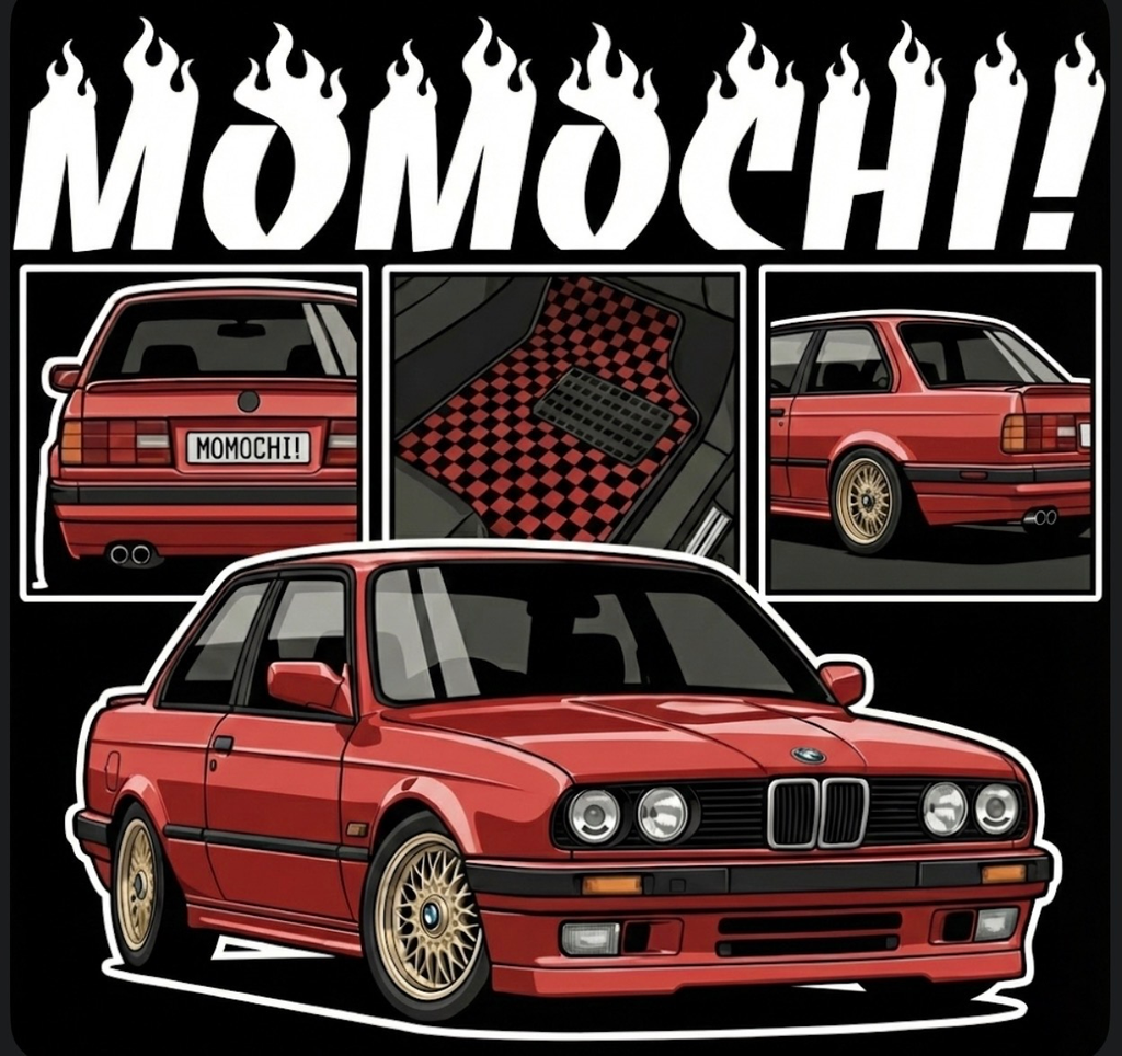 e30 bmw momo spec tee and hoodie