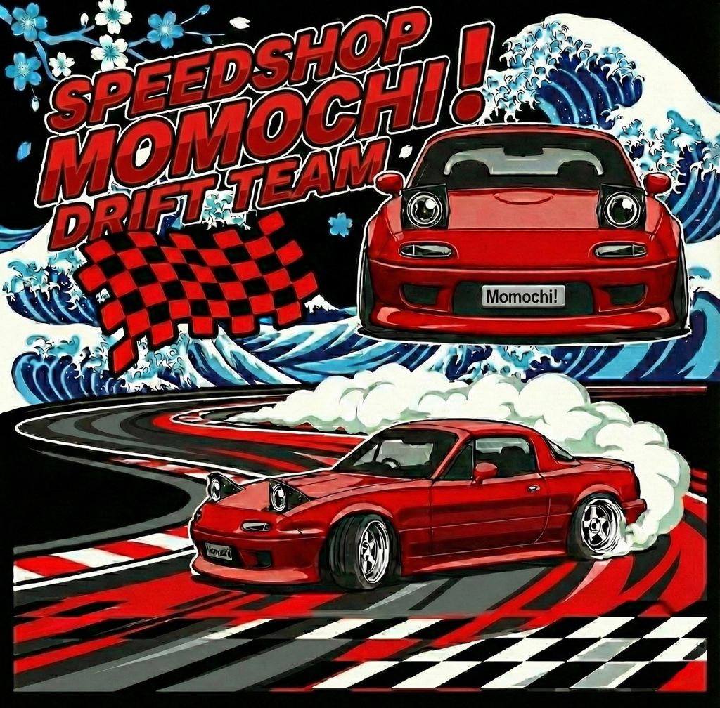 mazda miata na momochi drift team tee and hoodie