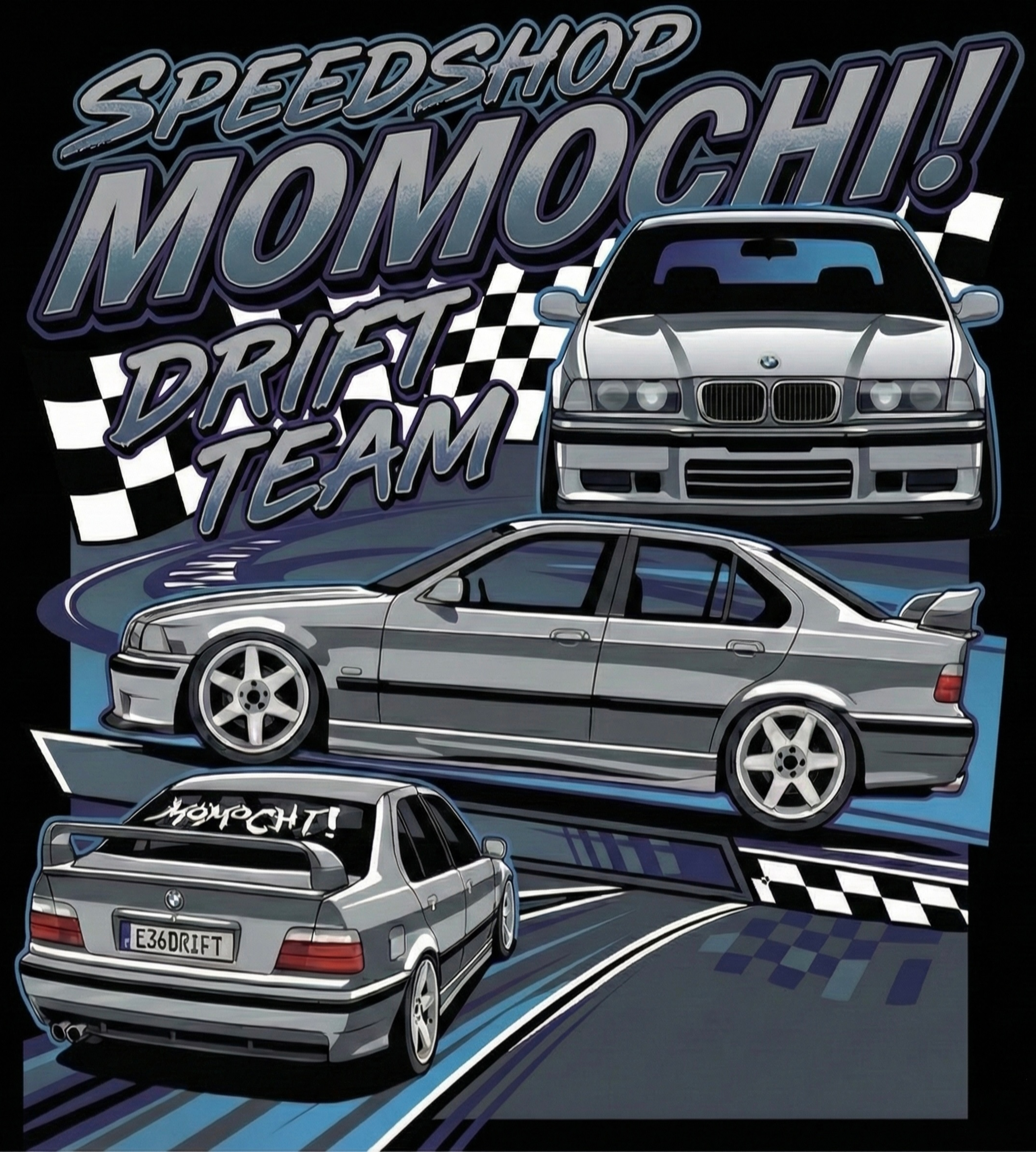 bmw e36 drift team tee and hoodie