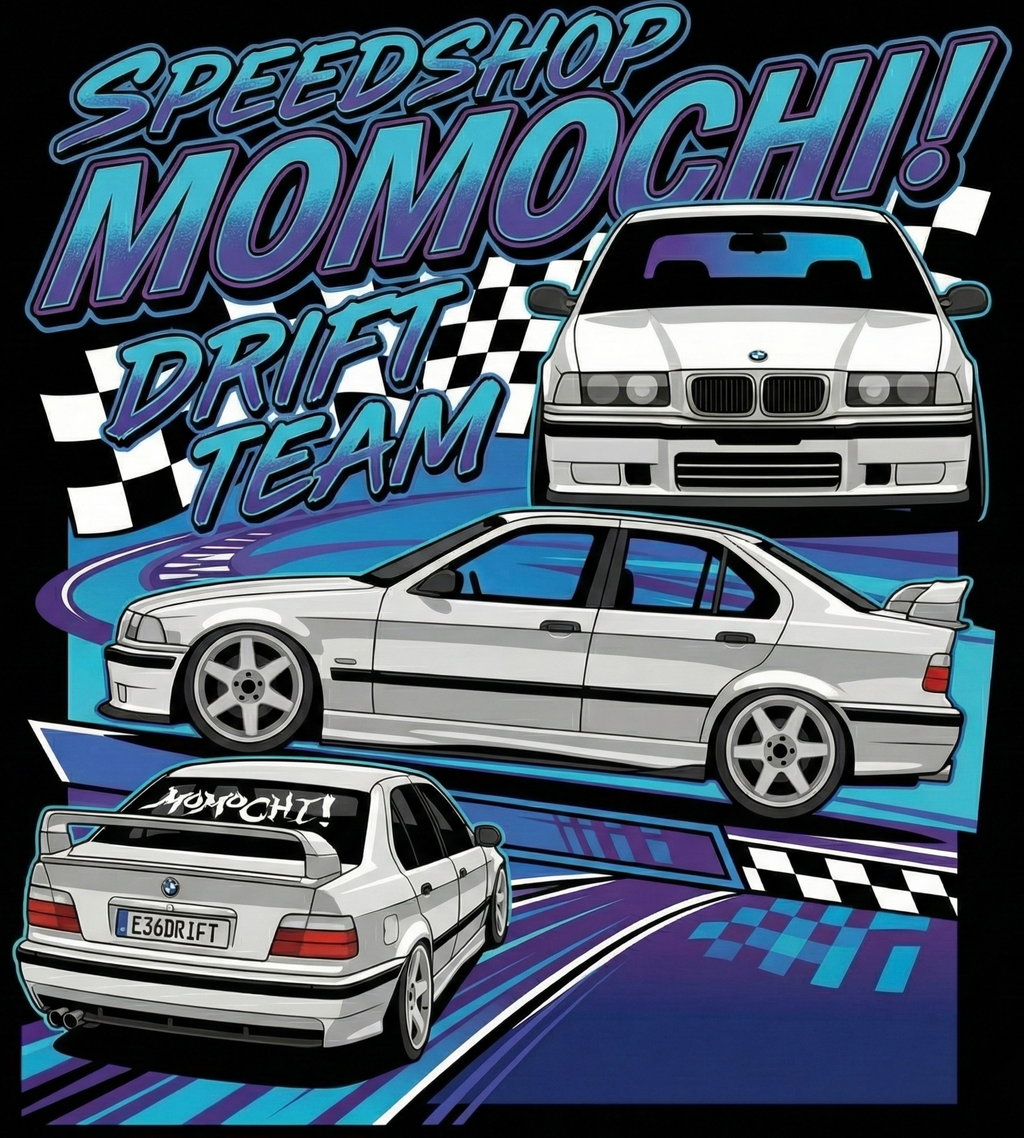 bmw e36 drift team tee and hoodie