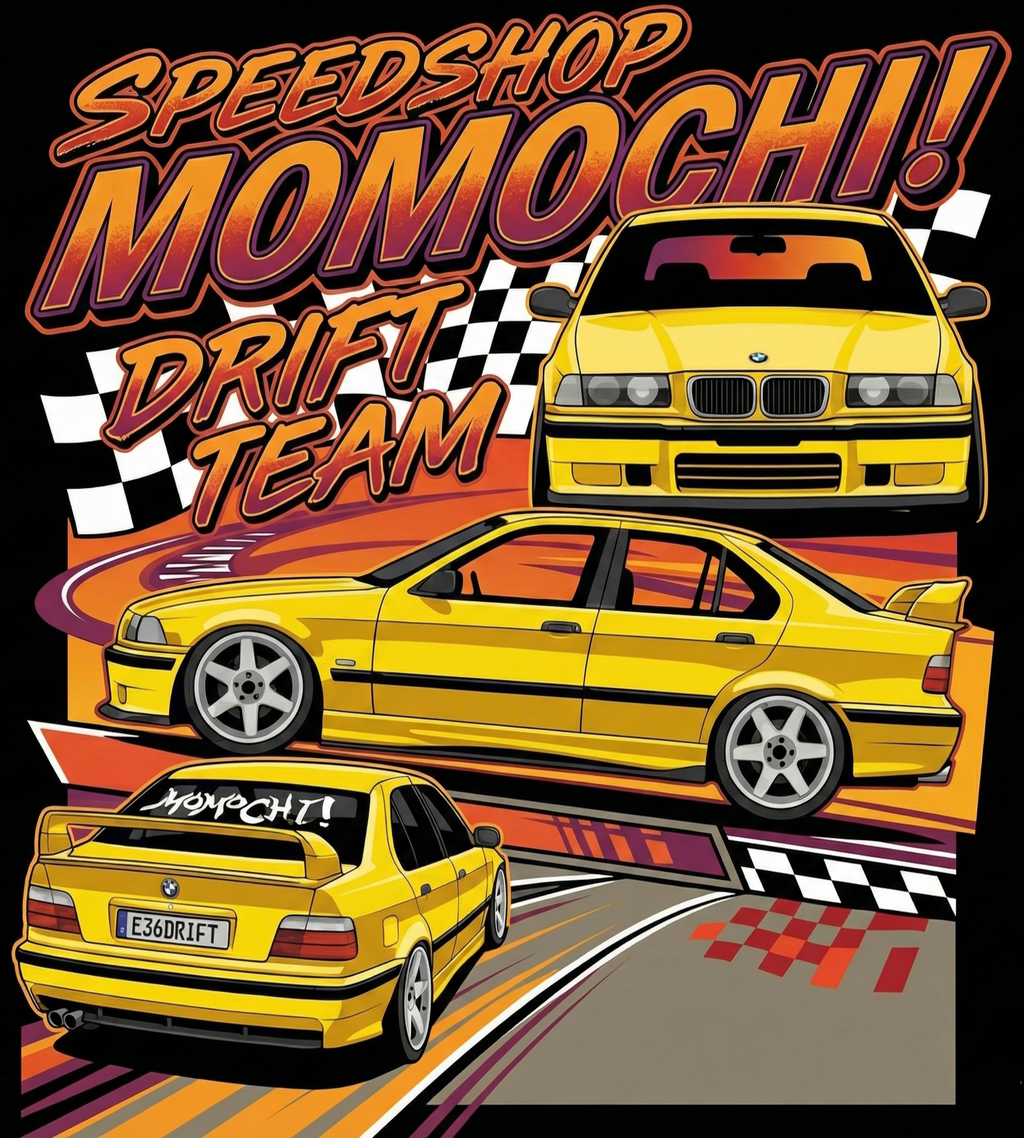 bmw e36 drift team tee and hoodie