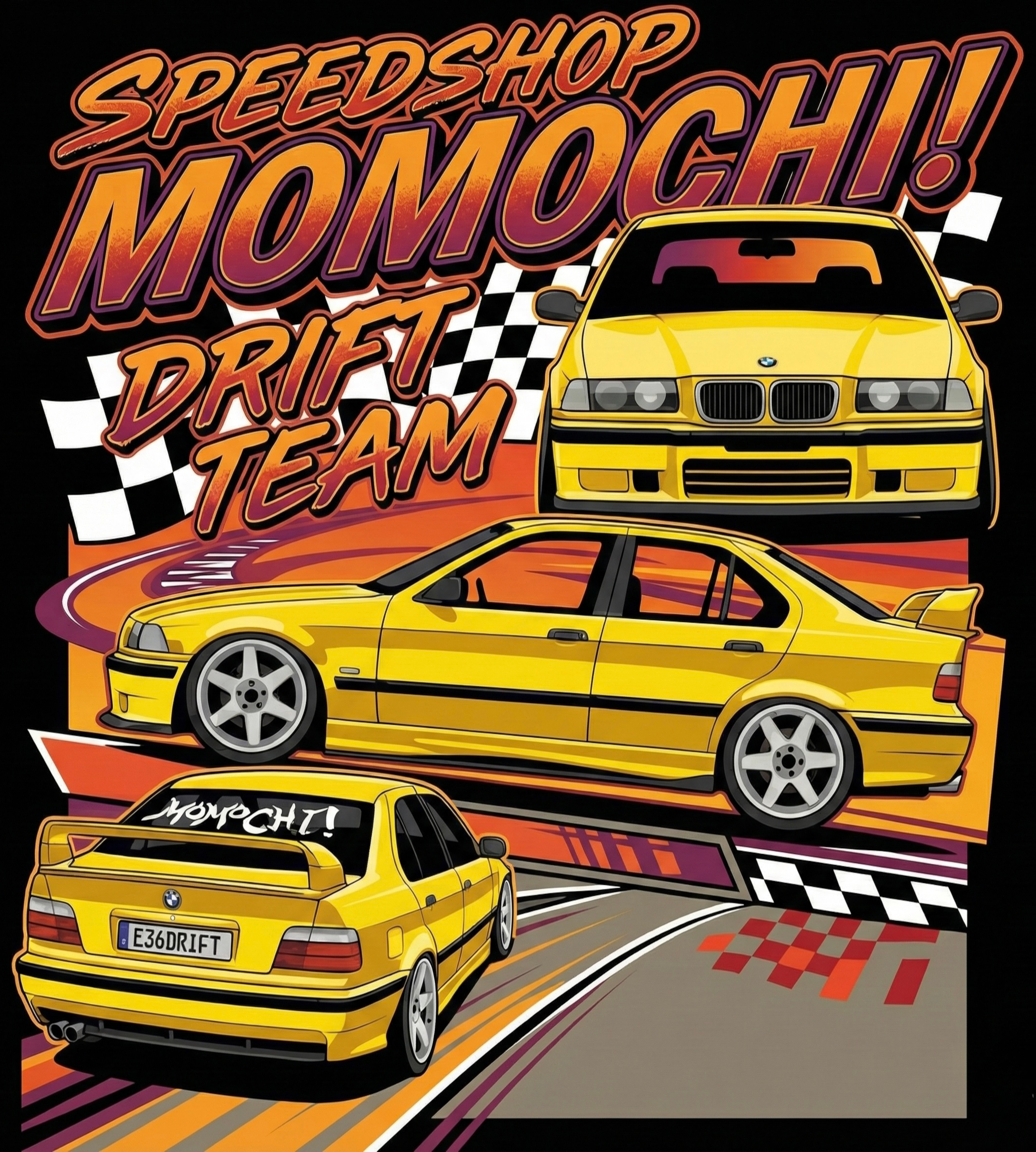 bmw e36 drift team tee and hoodie