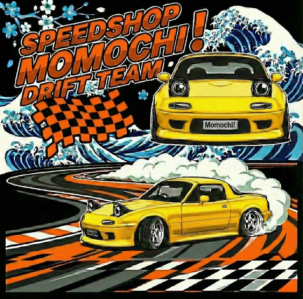 mazda miata na momochi drift team tee and hoodie